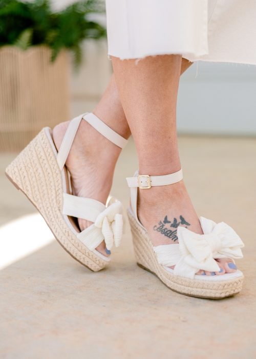 Ribbon Romance Wedges, Ivory