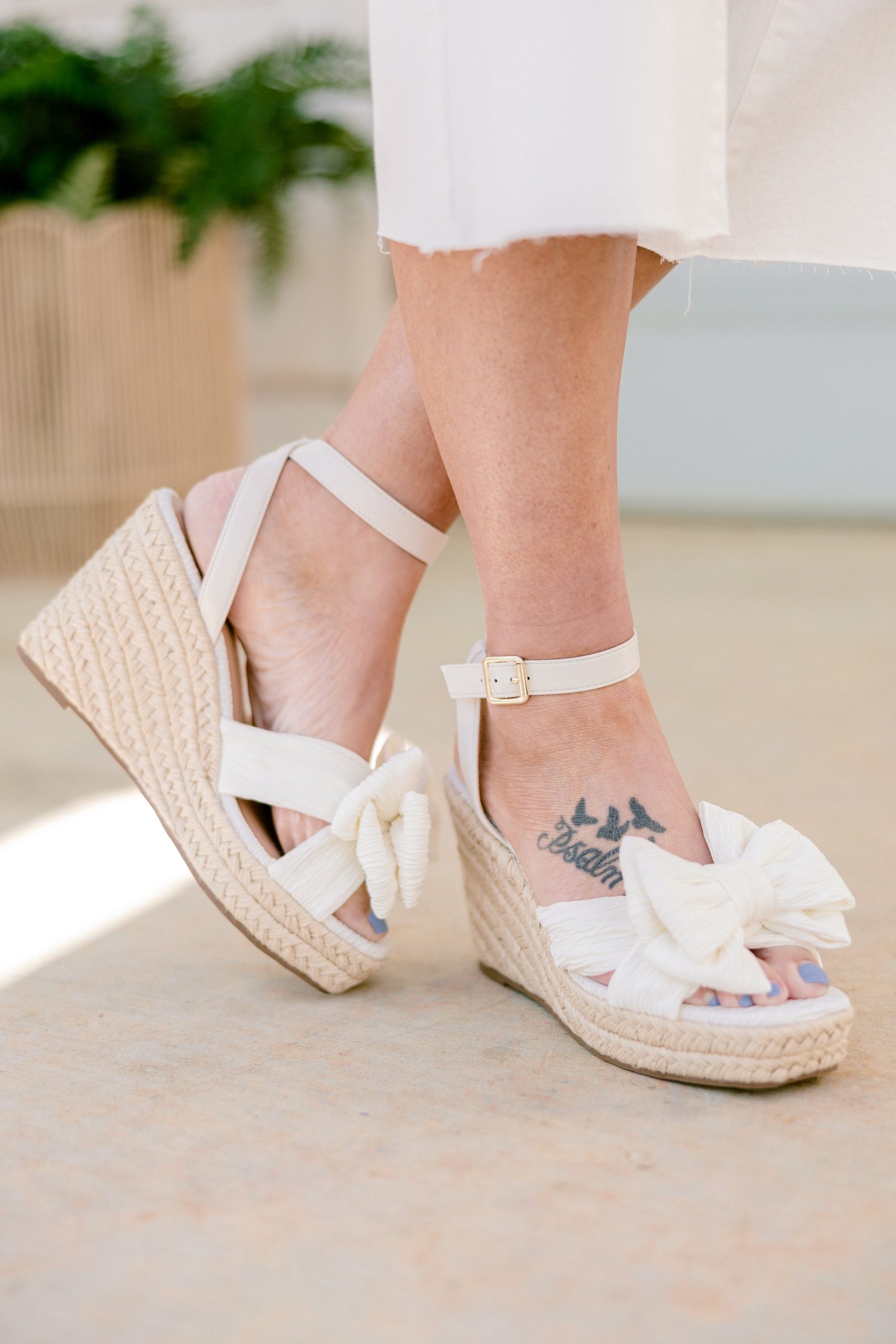 Ribbon Romance Wedges, Ivory