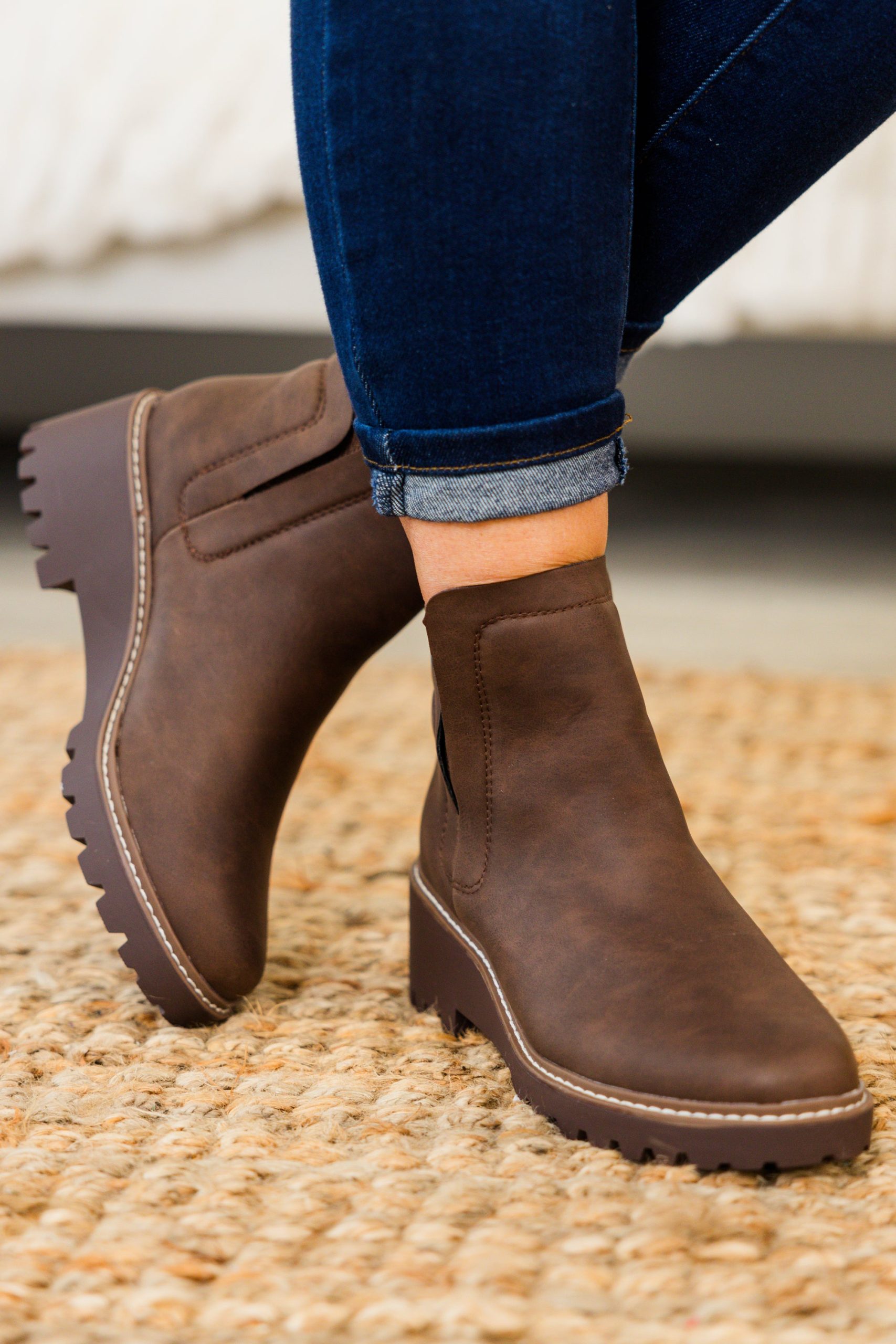Sleek Street Booties, Brown