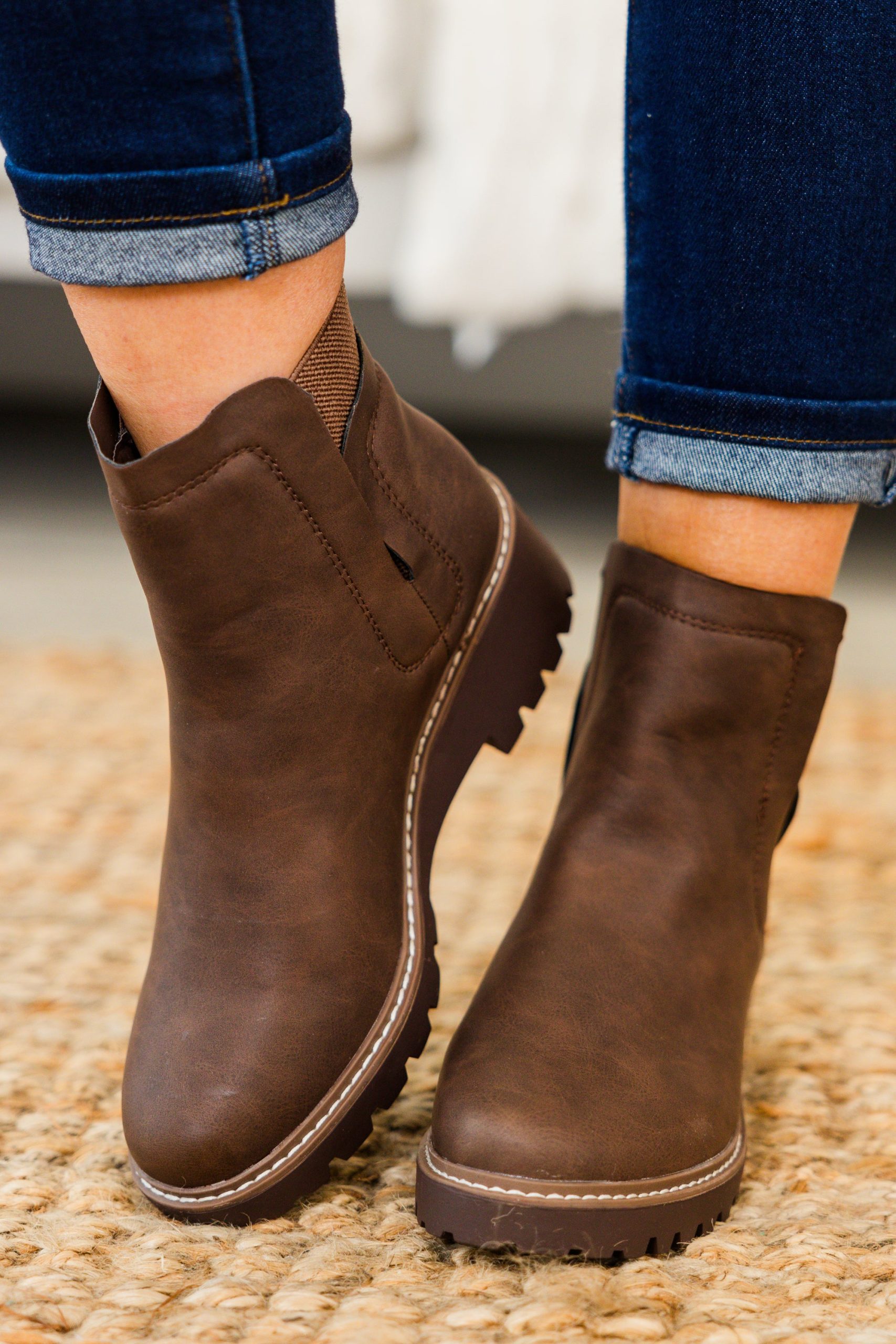 Sleek Street Booties, Brown - Image 2
